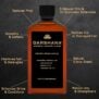 Bottle showing the various benefits of using the hair oil